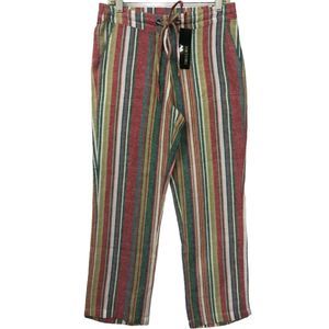 NWT‎ FOR CYNTHIA STRIPED LINEN PANTS M